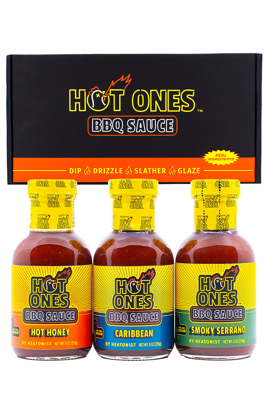 Hot Ones BBQ Trio Pack (Hot Honey / Caribbean / Smoked Serrano) P8